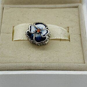 🔥🔥Pandora Blue Pansy Flower Charm